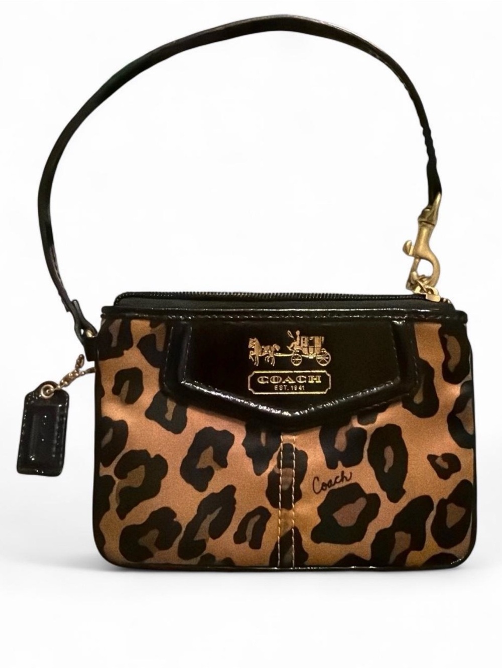 Coach Leopard Print Wristlet – Brown & Black